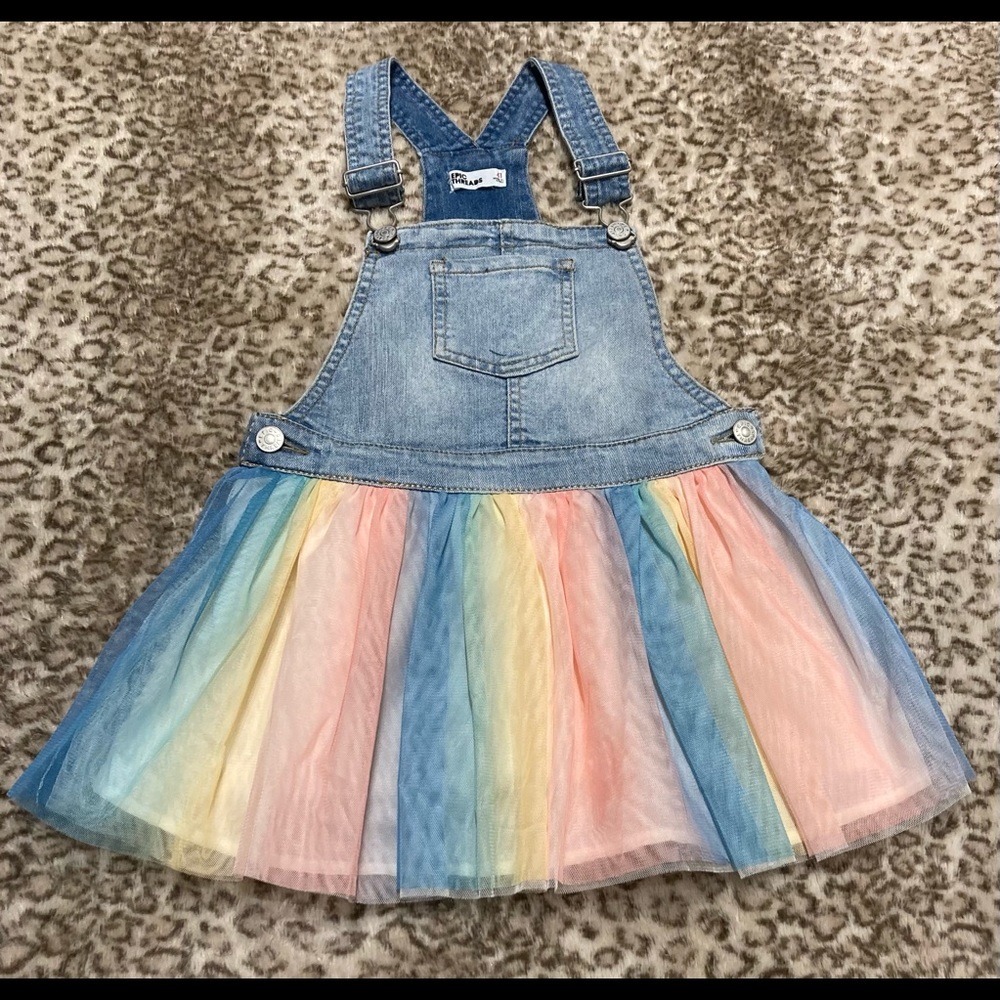 Girls rainbow overall tu-tu dress